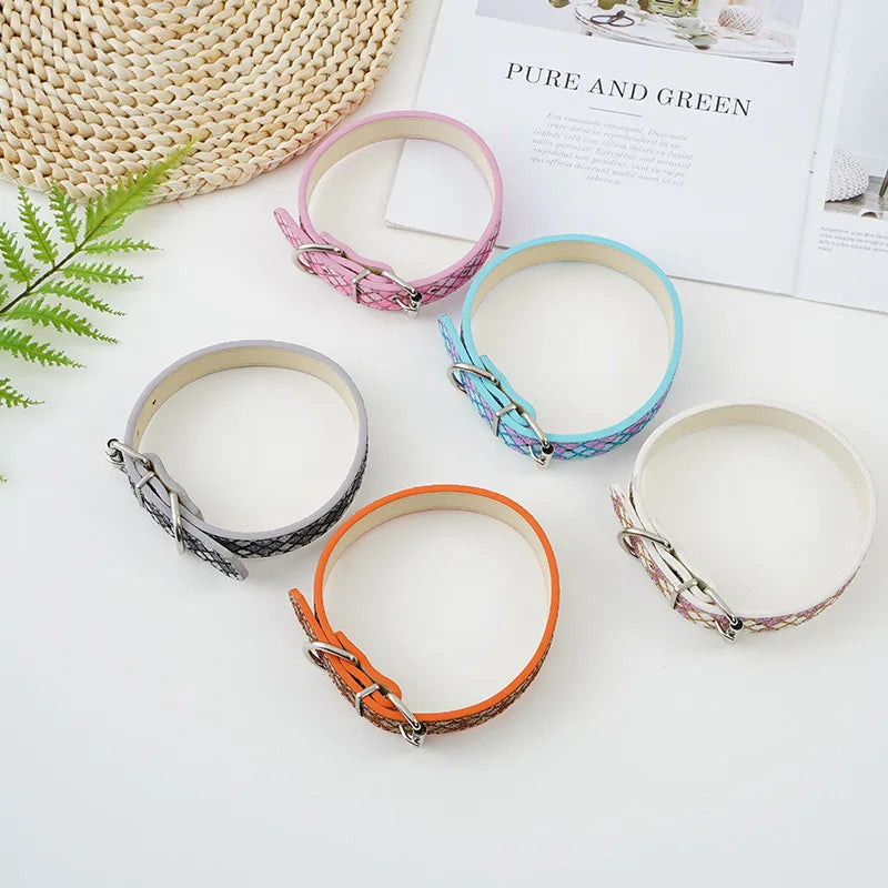 Pet Collar Lattice Sequins Luminous PU Leather Cat Collar Dog Collar AliExpress