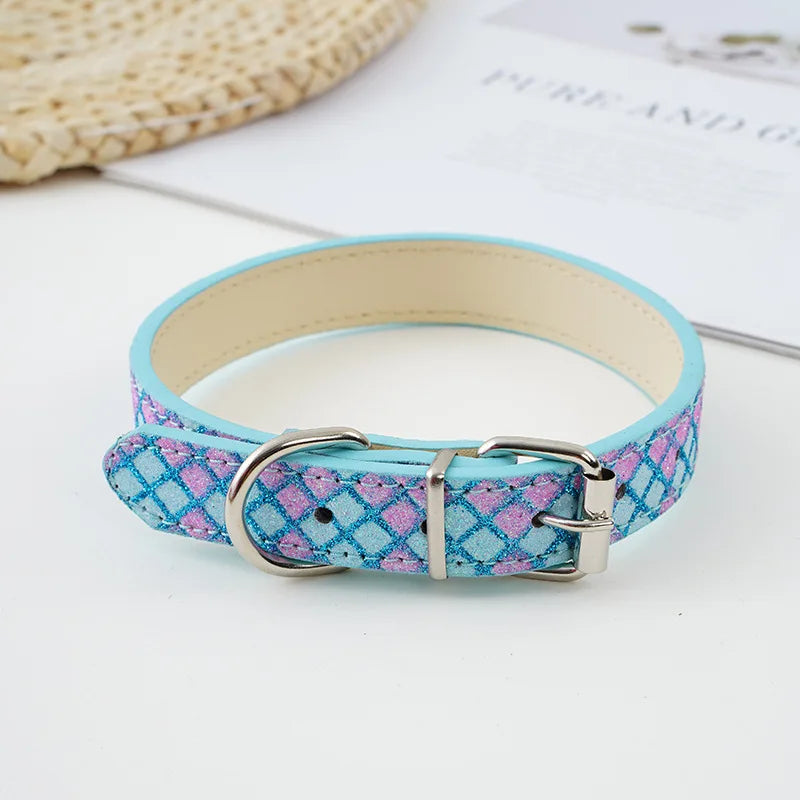 Pet Collar Lattice Sequins Luminous PU Leather Cat Collar Dog Collar AliExpress