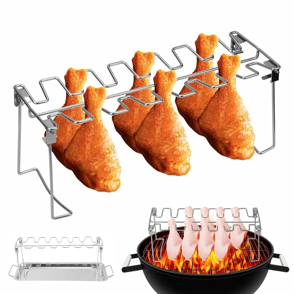 Upgraded BBQ Chicken Leg Wing Grill Rack 14 Slots Stainless Steel AliExpress