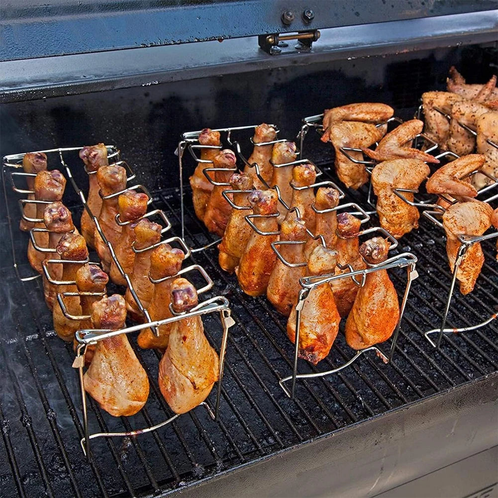 Upgraded BBQ Chicken Leg Wing Grill Rack 14 Slots Stainless Steel AliExpress