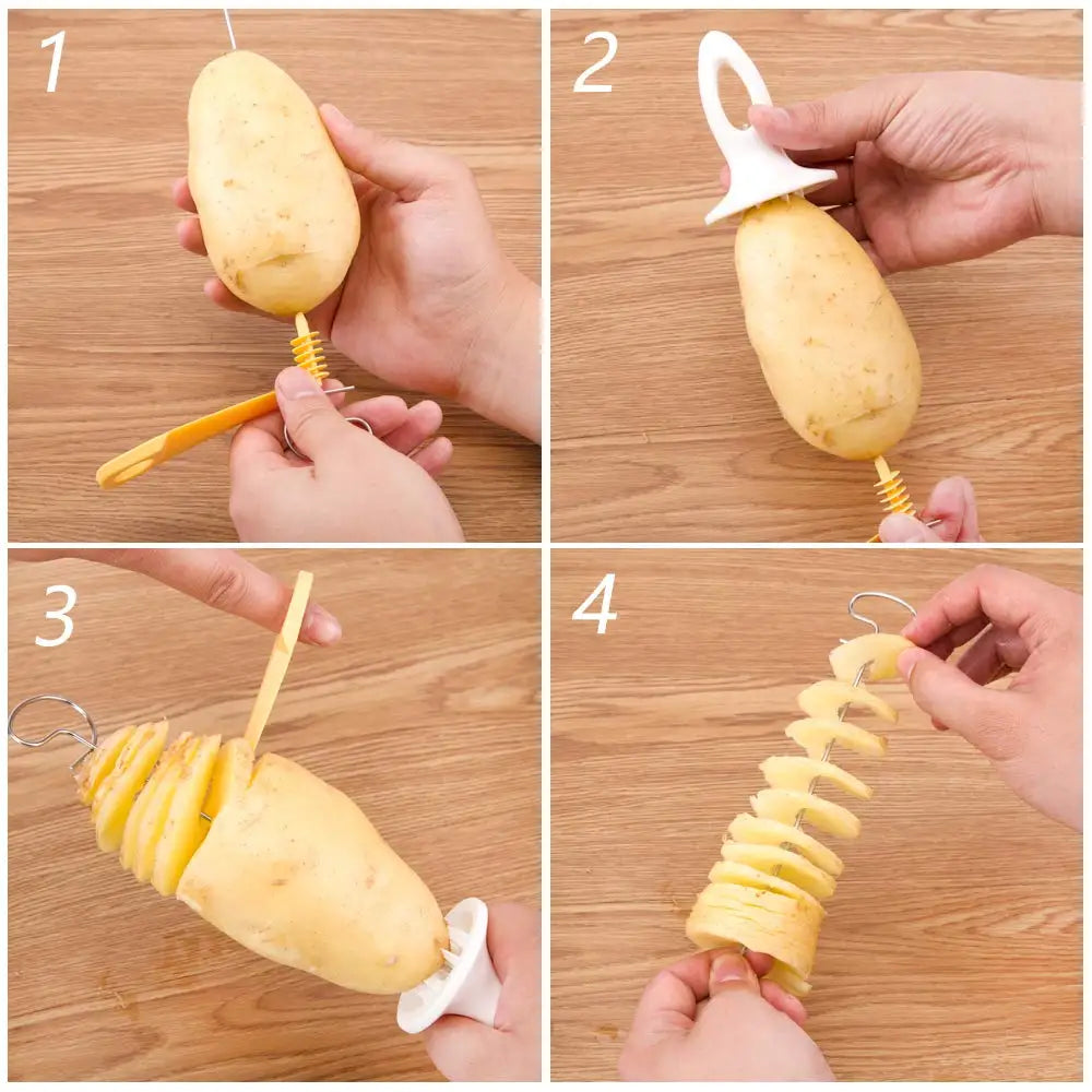 Spiral Potato Slicer Cutter Protable Rotating Potato BBQ Skewer AliExpress