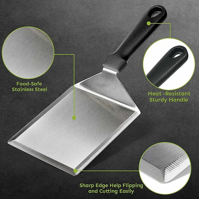 Stainless Steel Large Grill Spatula with Cutting Edges, Kitchen AliExpress