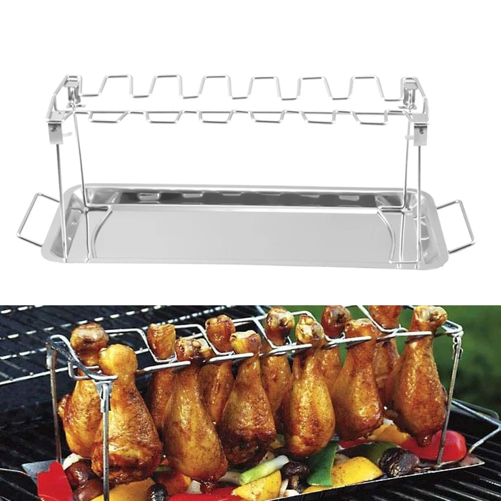 Upgraded BBQ Chicken Leg Wing Grill Rack 14 Slots Stainless Steel AliExpress