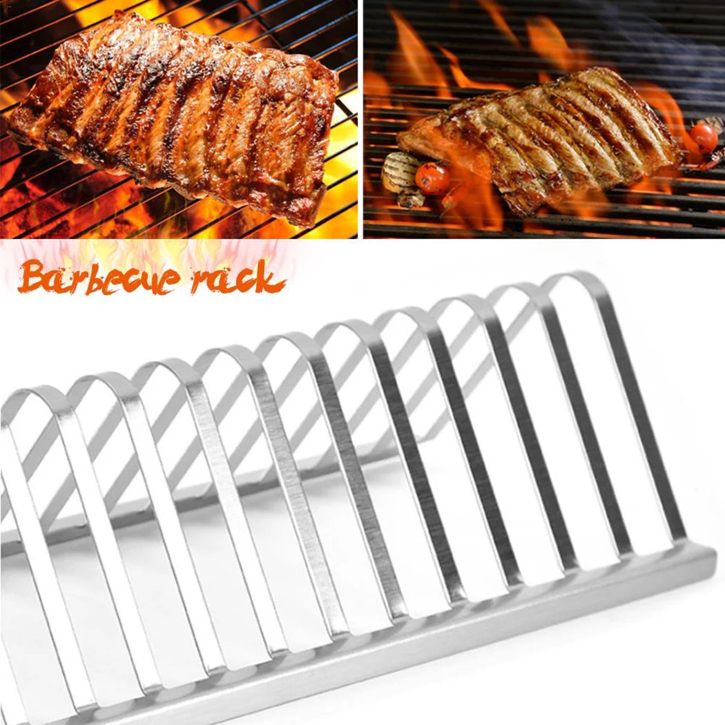 Stainless Steel Barbecue Meat Rib Rack Roasting Stand Outdoor BBQ AliExpress
