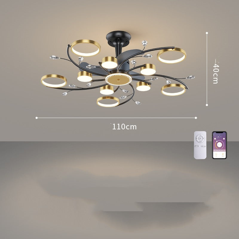 Living Room Nordic Luxury Intelligent APP Ceiling Fan Ceiling Light GND Products