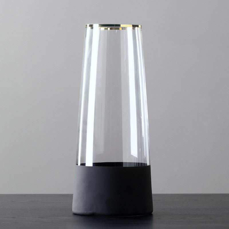 Nordic Minimalist Glass Vase With Gold Edge Saor Style