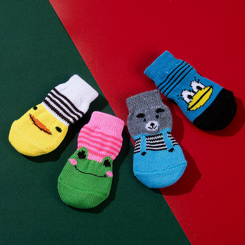 High Quality Non-slip Sole Socks Teddy Corgi Cat Supplies 4 Pack Saor Style