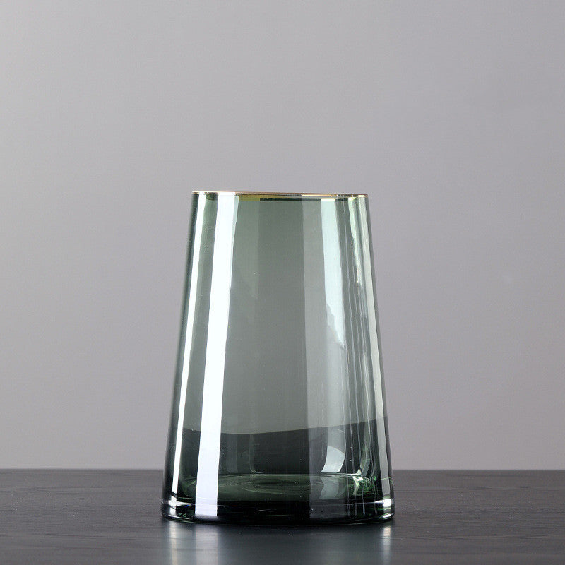 Nordic Minimalist Glass Vase With Gold Edge Saor Style