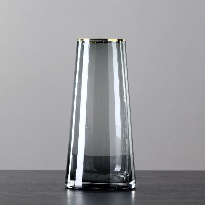Nordic Minimalist Glass Vase With Gold Edge Saor Style