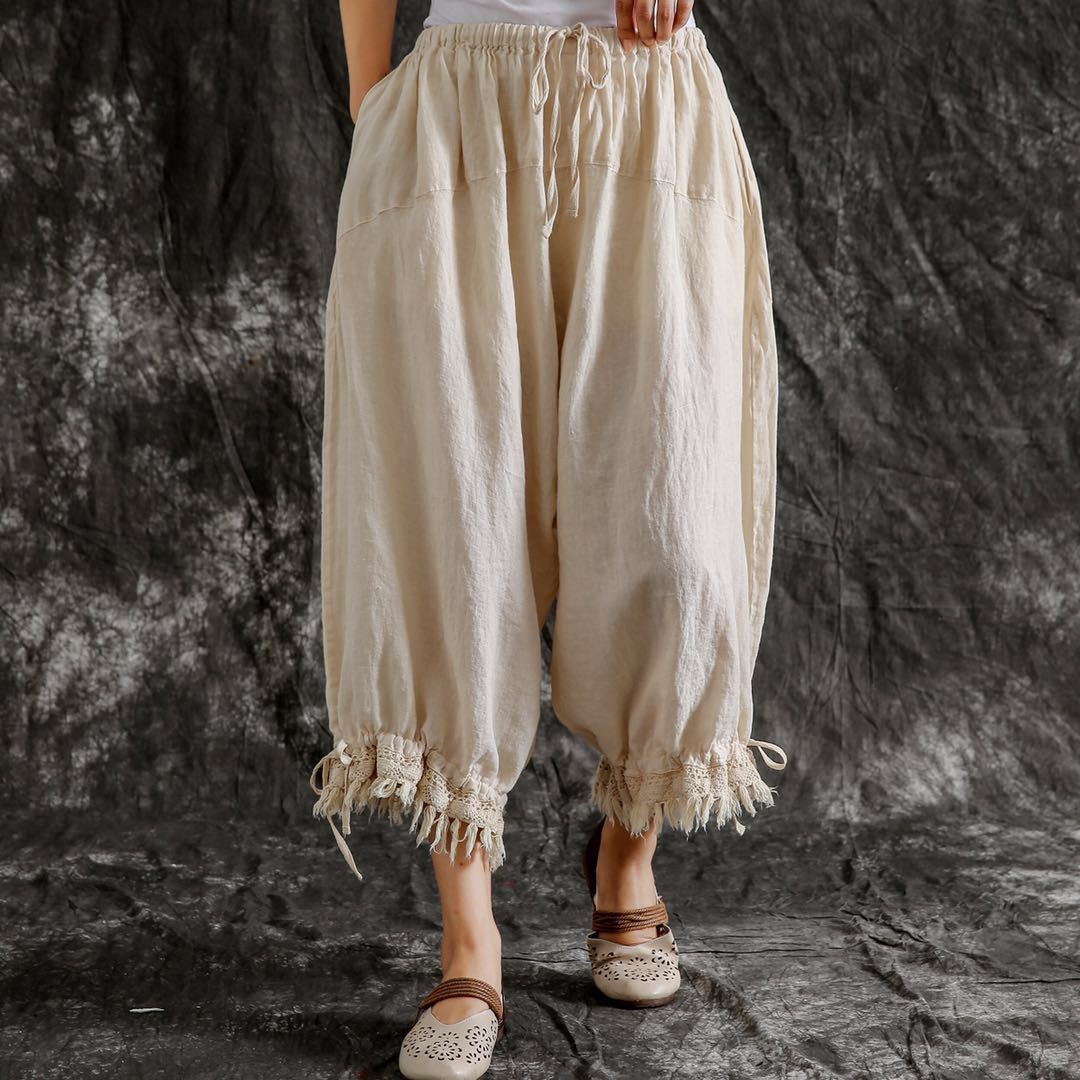 Women's Cotton And Linen Casual Pants Loose Versatile Summer Thin Lantern Trousers Saor Style