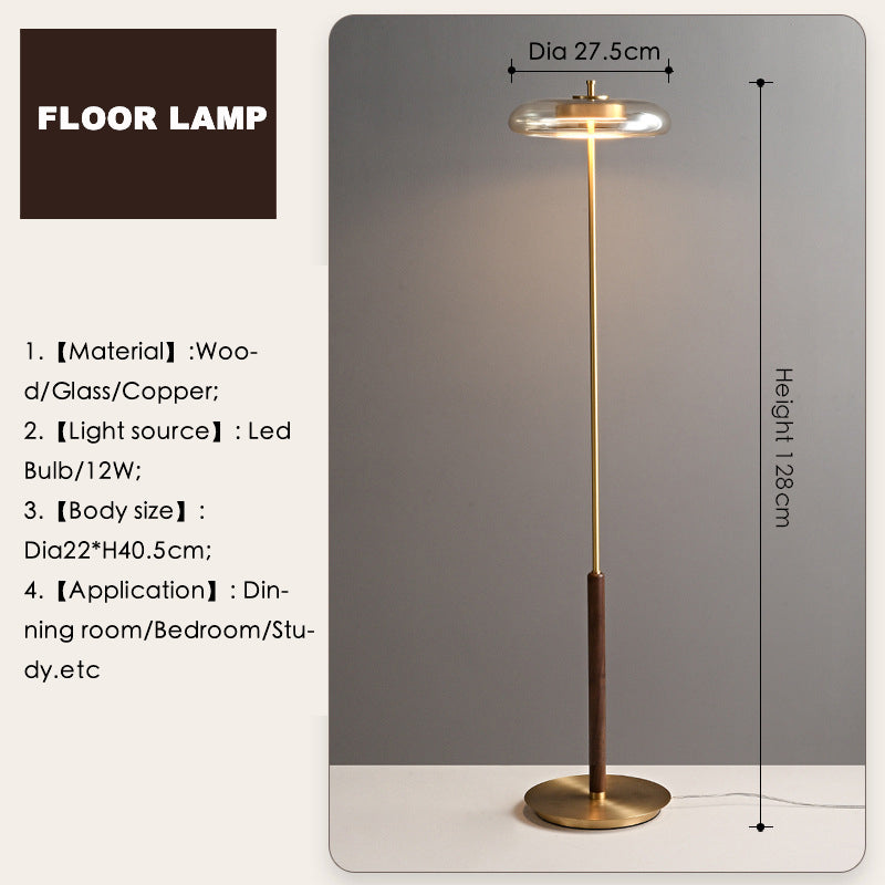 Nordic Light Luxury Brass Walnut Floor Lamp GND Products