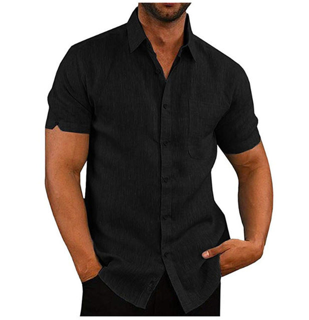 Men Short Sleeve Summer Solid Shirts Casual Loose Tops Tee Saor Style