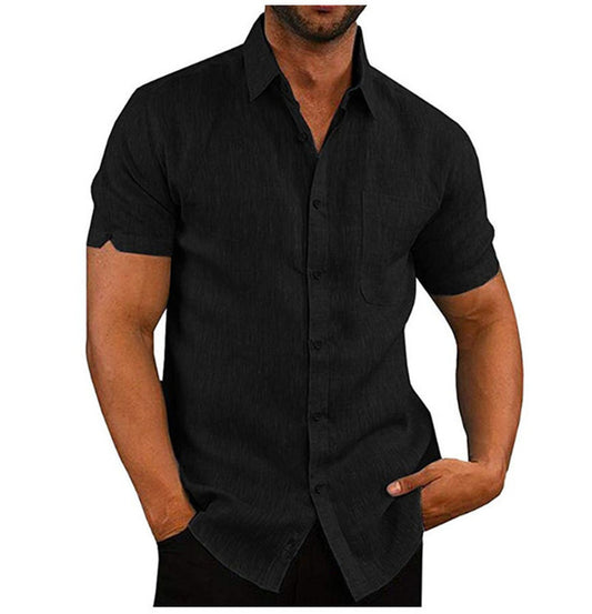 Men Short Sleeve Summer Solid Shirts Casual Loose Tops Tee Saor Style