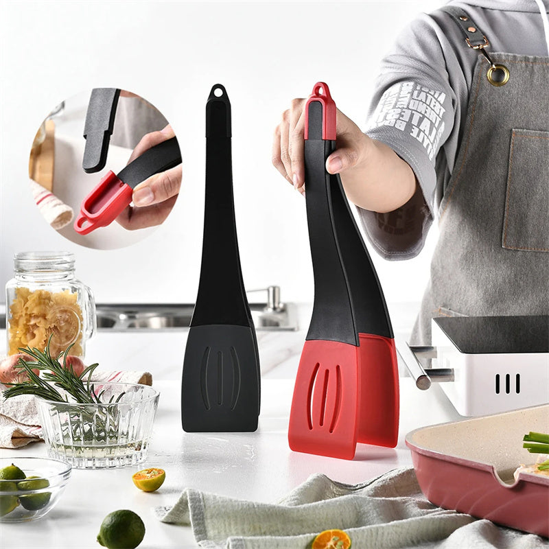 3 In 1 Frying Spatula Clip Silicone Food Clip Frying Steak Pancakes Shovel Slotted Turners Kitchen Tools Cooking Utensils Kitchen Gadgets GND Products