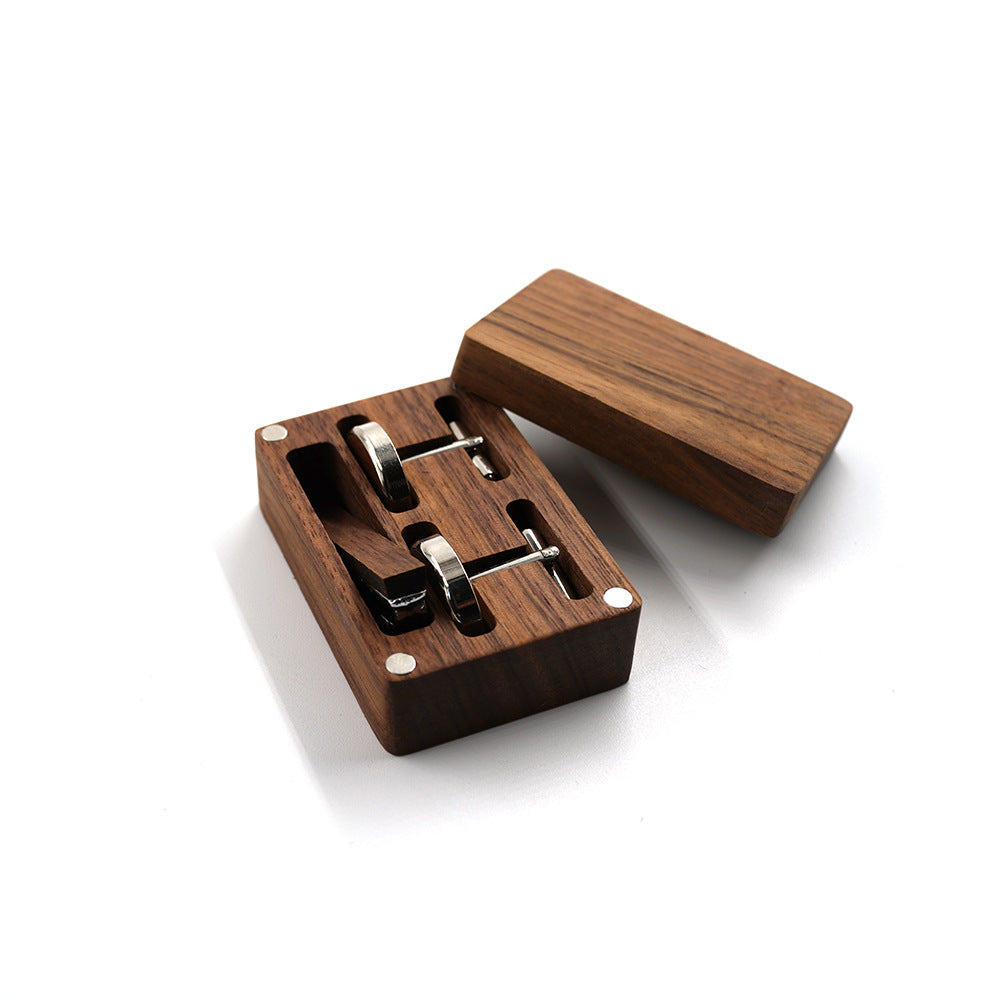 Solid Copper Wedding Solid Wood Tie Clip Cufflinks Set Saor Style