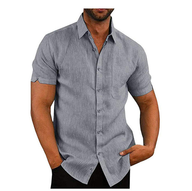 Men Short Sleeve Summer Solid Shirts Casual Loose Tops Tee Saor Style