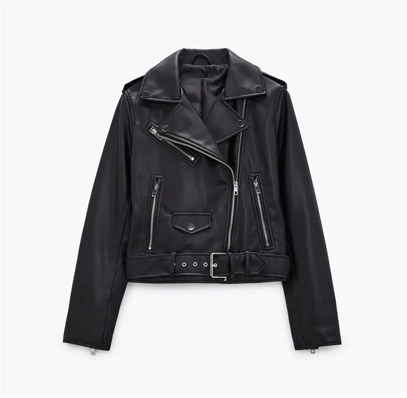 New Women's  Leather Motorcycle Jacket Saor Style