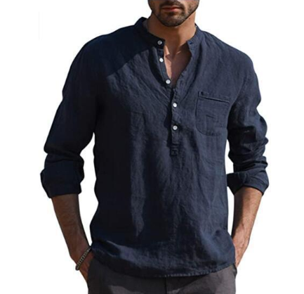 Men Vintage White Shirt Button Linen Shirts Saor Style