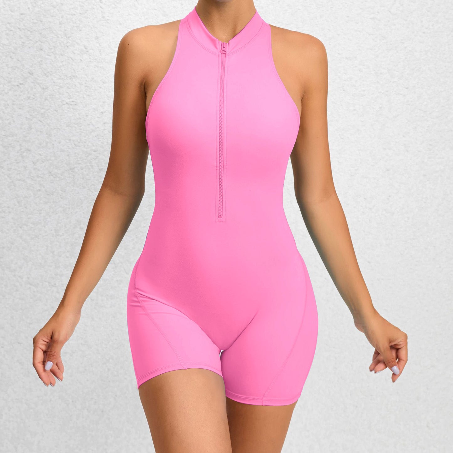 Zippered Yoga Fitness Shorts Jumpsuit Sleeveless Tummy Control Stretch Shapewear Butt Lifting Sportswear Women GND Products