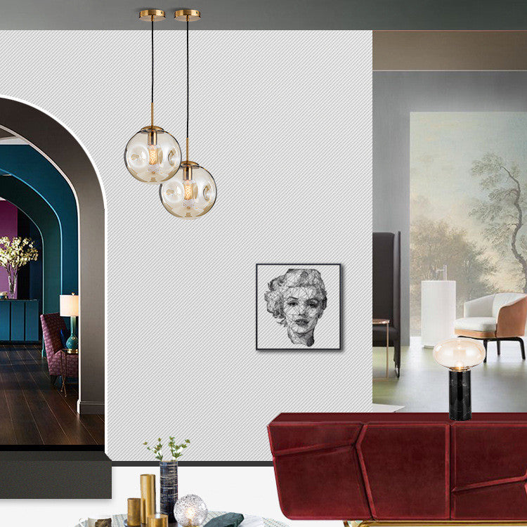 Nordic Light Luxury Concave-convex Glass Ball Bedroom Chandelier GND Products