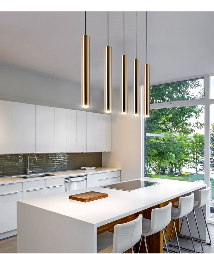 French Gold Long Cylindrical Chandelier GND Products