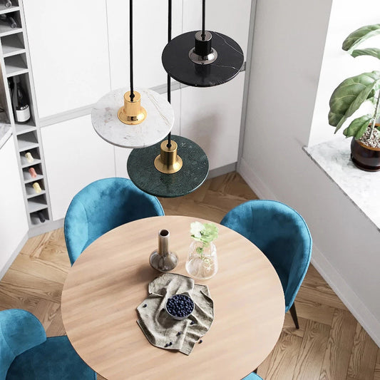 Round Saucer Marble Minimalist Chandelier