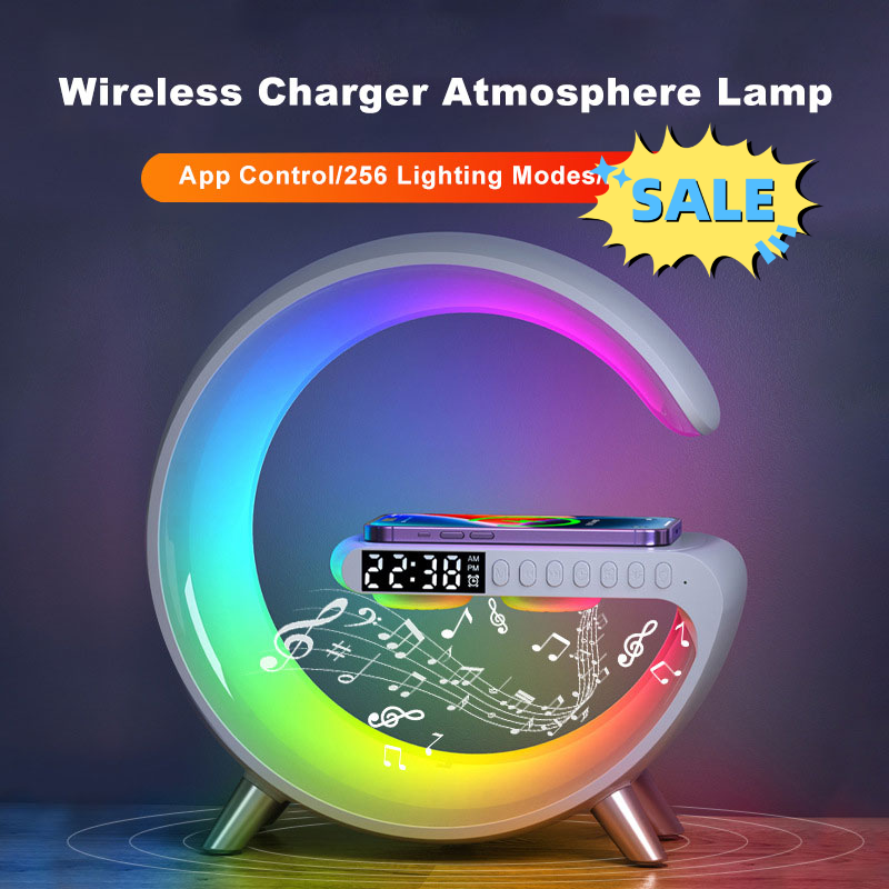 New Intelligent G Shaped LED Lamp Bluetooth Speake Wireless Charger Atmosphere Lamp App Control For Bedroom Home Decor GND Products