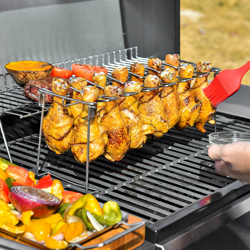 Stainless Steel Folding Portable Chicken Leg Rack Barbecue Tool Set BBQ Barbecue Barbecue Rack GND Products