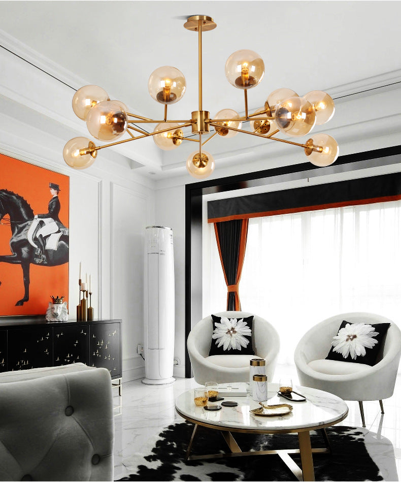 Study Bedroom Living Room Hotel LED Household Glass Chandelier GND Products