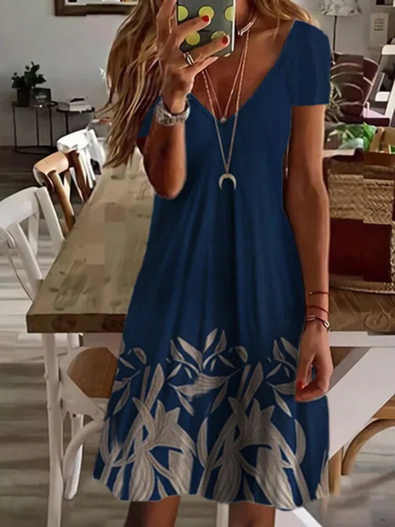 Collar Floral Print Female Dress Saor Style