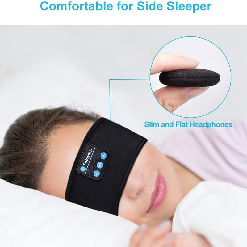 Wireless Bluetooth Sleeping Headphones Headband Thin Soft Elastic Comfortable Music Ear Phones Eye Mask For Side Sleeper Sports GND Products