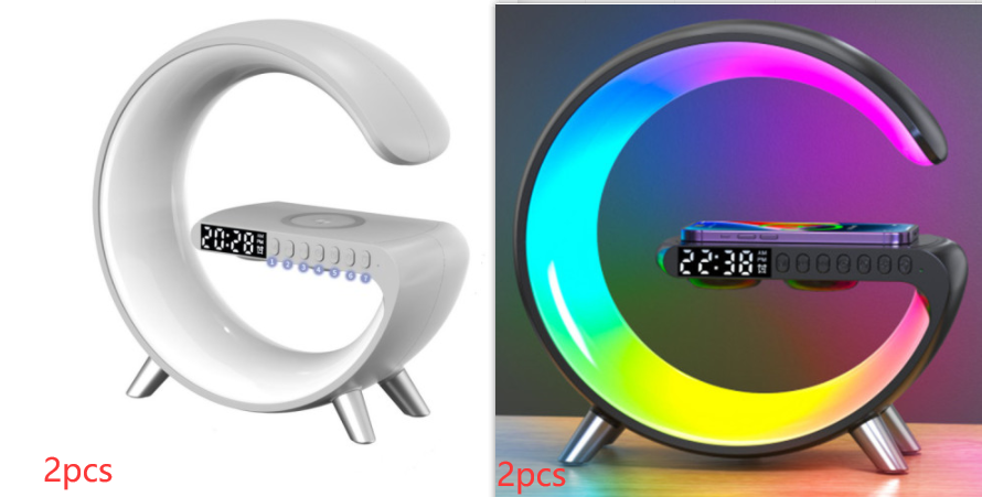 New Intelligent G Shaped LED Lamp Bluetooth Speake Wireless Charger Atmosphere Lamp App Control For Bedroom Home Decor GND Products