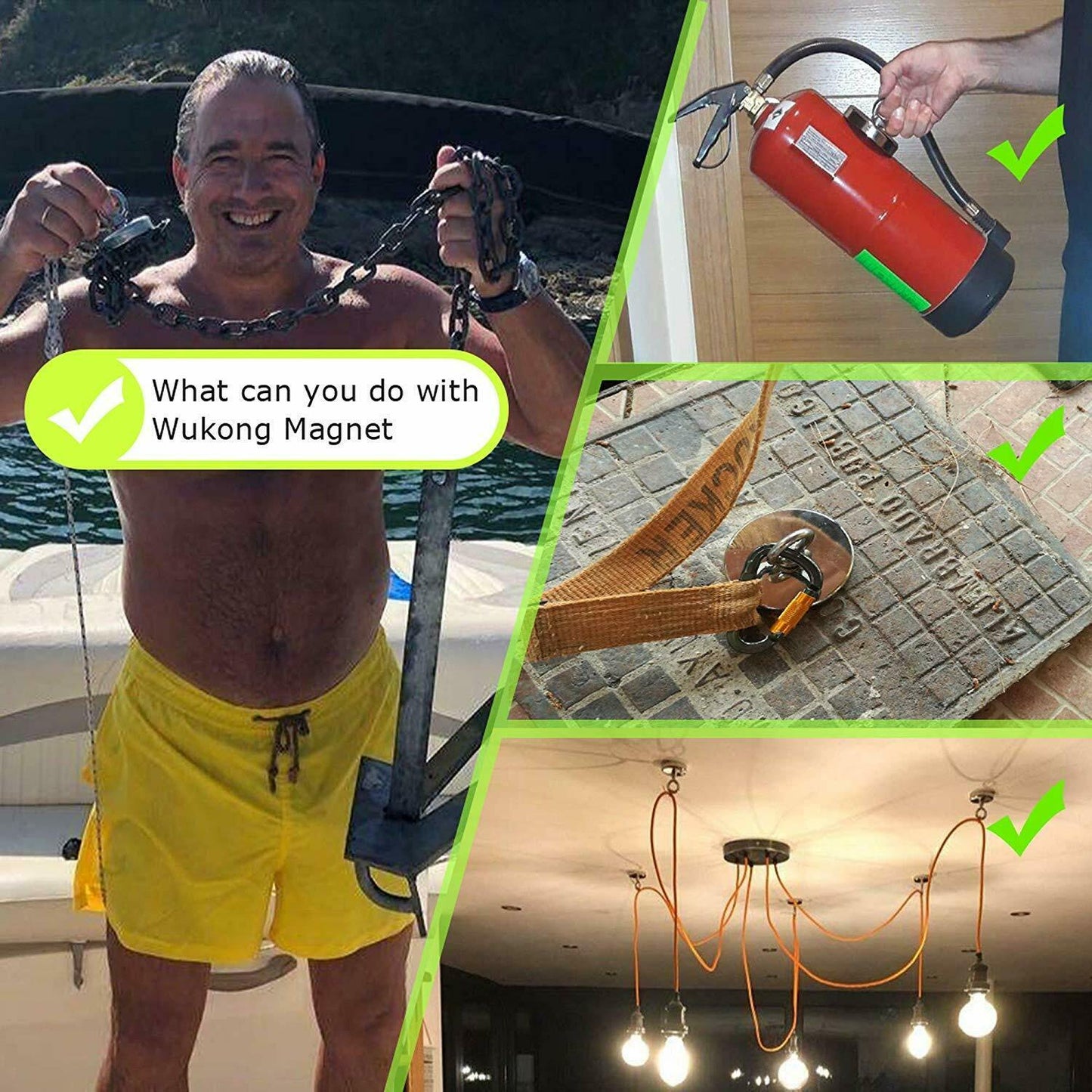 Fishing Magnet with Lifting Ring Magnetic Retrieving Lake Treasure Hunt Collects GND Products