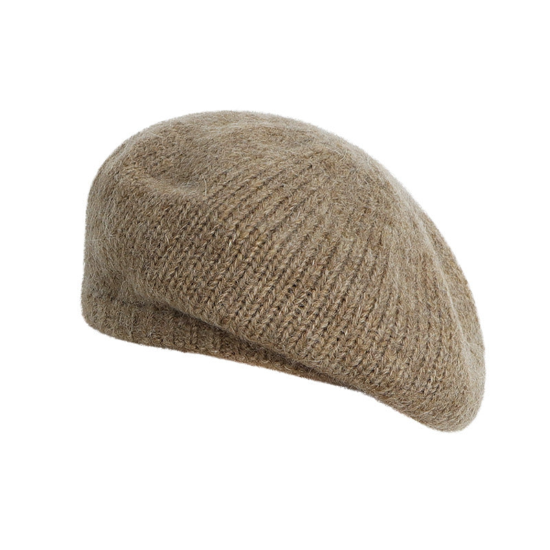 Soft Glutinous Mohair Knitted Plush Knitted Hat Beret