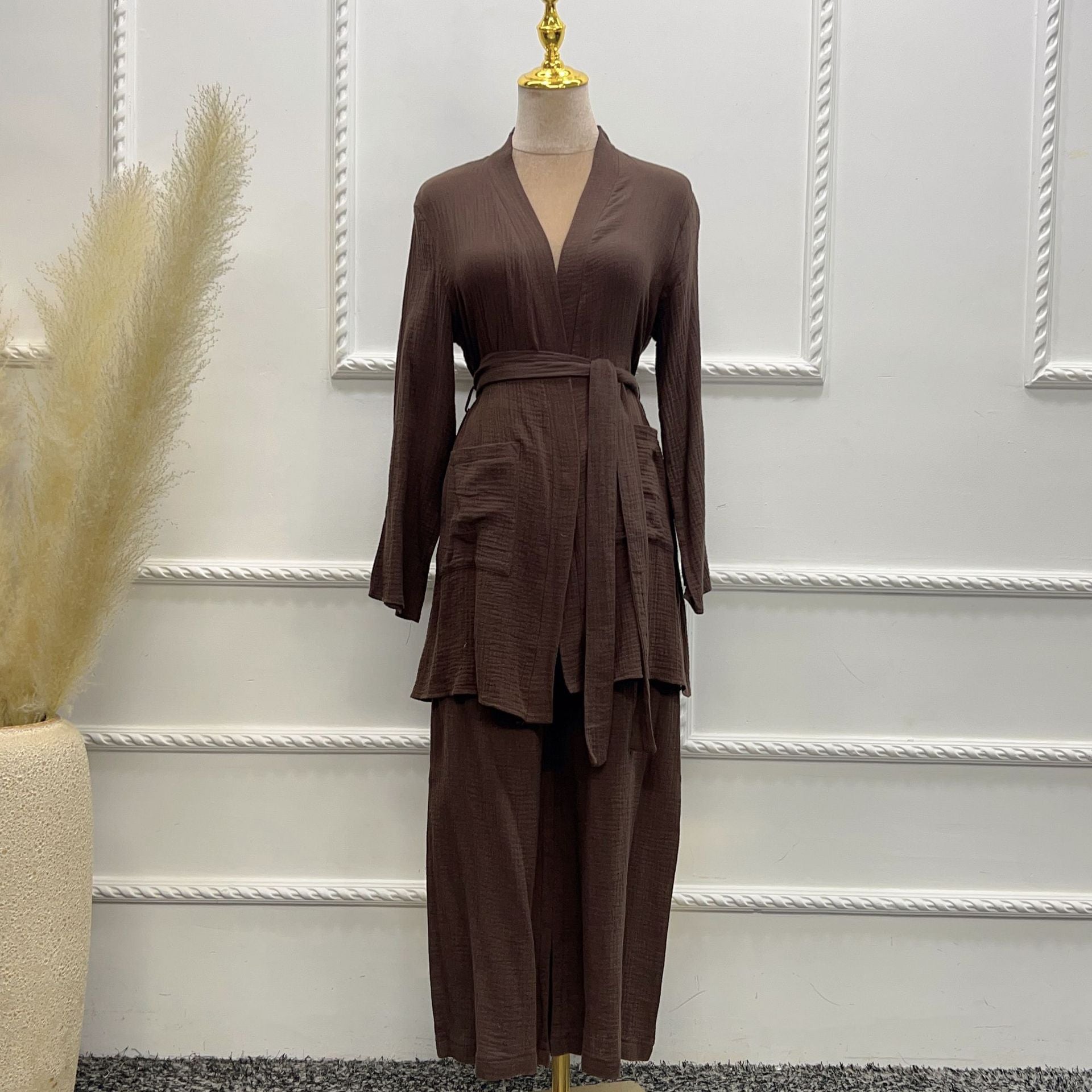 Pure Cotton Casual Plus Size Top Two-piece Pants Suit Saor Style