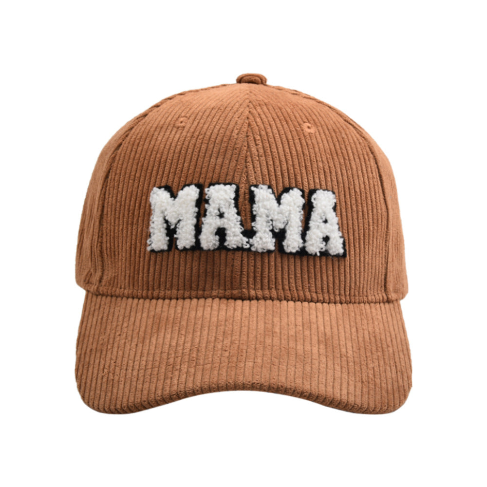 Letter MAMA Embroidered Corduroy Baseball Cap Cap Female Parent-child Style