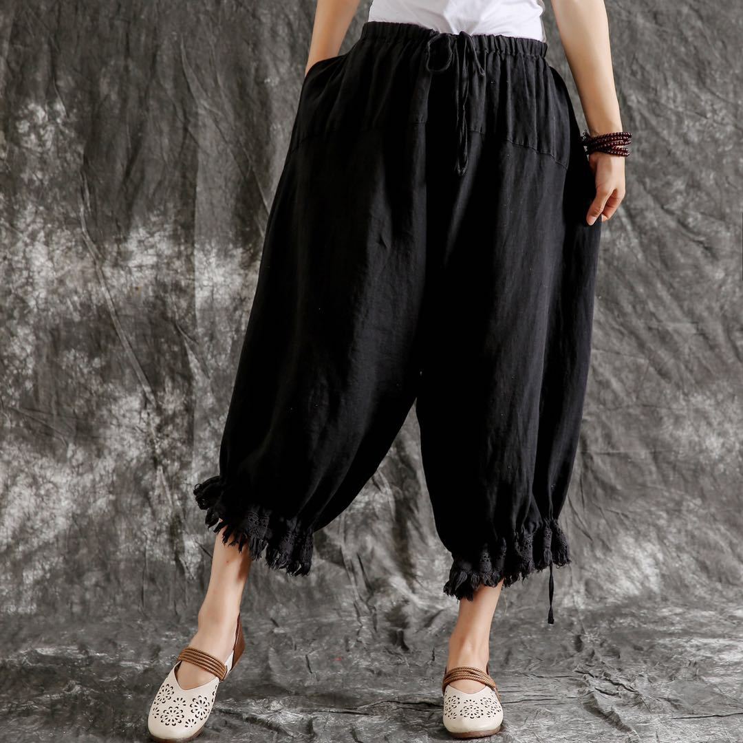 Women's Cotton And Linen Casual Pants Loose Versatile Summer Thin Lantern Trousers Saor Style