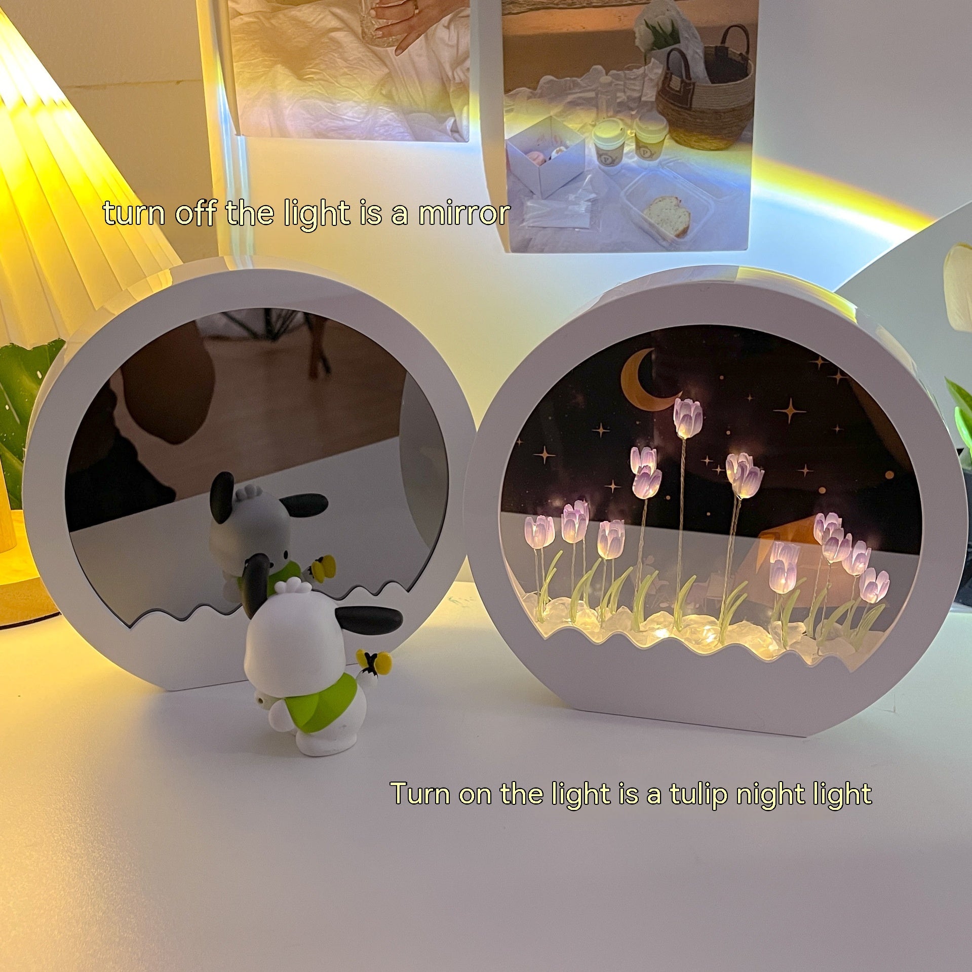 Tulip Rose Small Night Lamp Diy Handmade Mirror Flower Sea Bouquet Gift GND Products