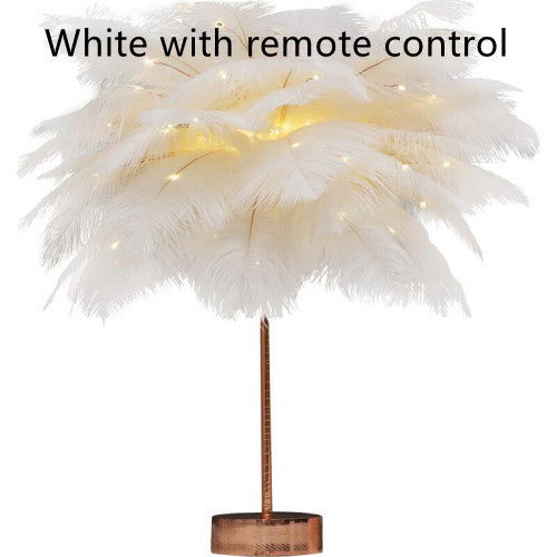 Feather Lamp Nordic Desk Lamp European-Style Bedroom Bedside Feather Table Lamp Night Light Table Lamp Decoration Modern GND Products
