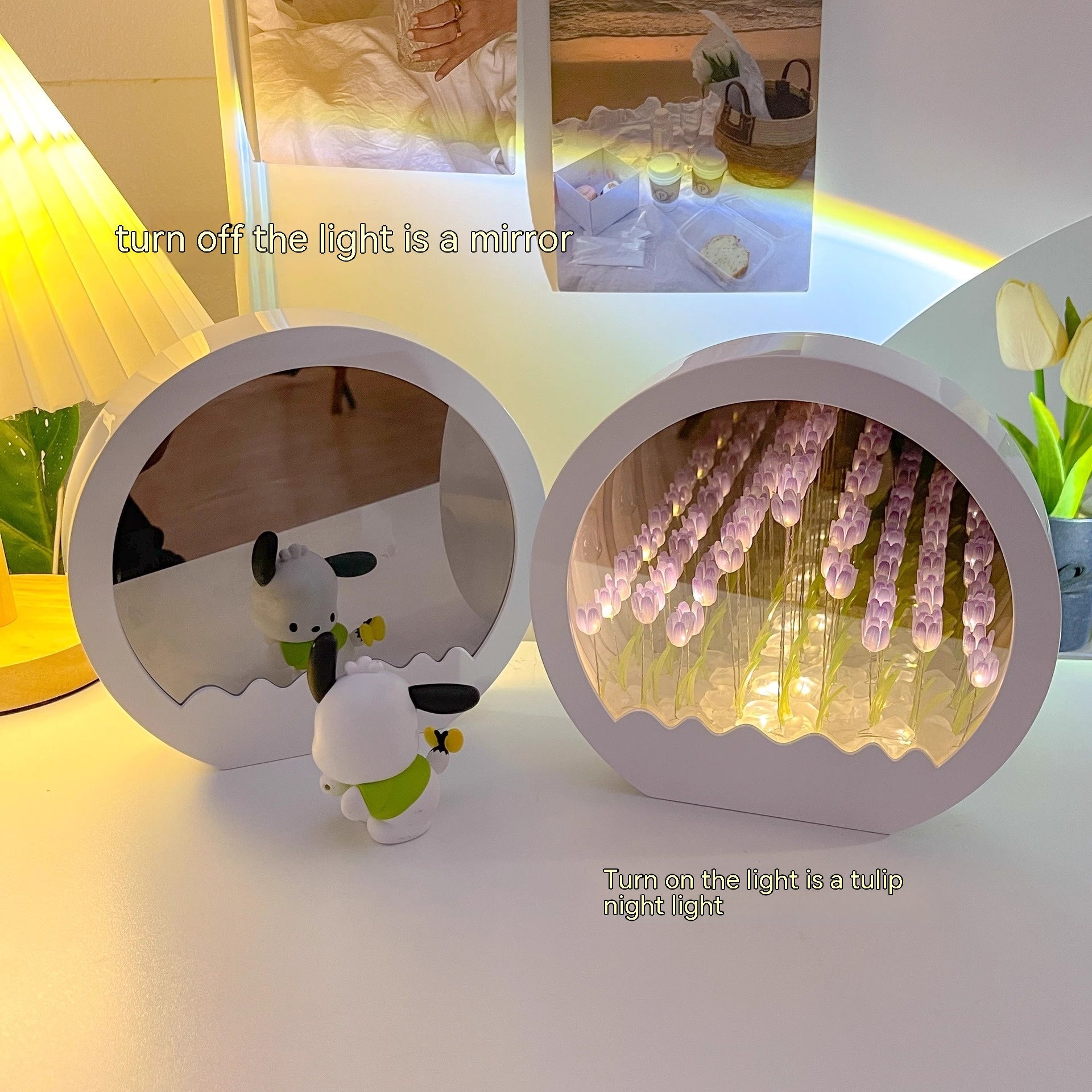Tulip Rose Small Night Lamp Diy Handmade Mirror Flower Sea Bouquet Gift GND Products