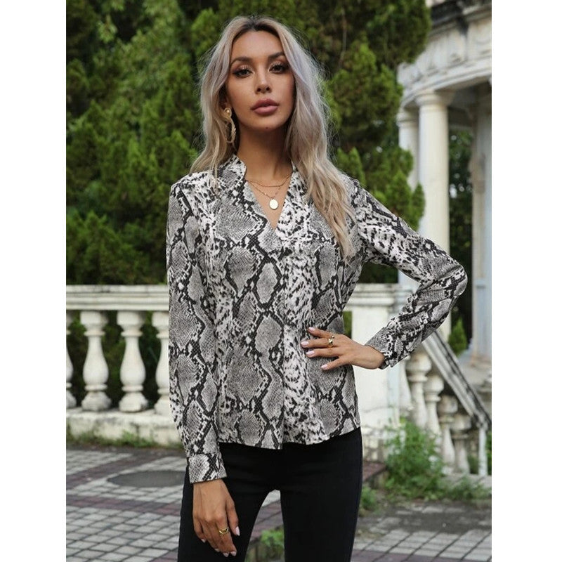 Leopard Print Shirts Long Sleeve Lapel Pattern Shirts Women's Saor Style