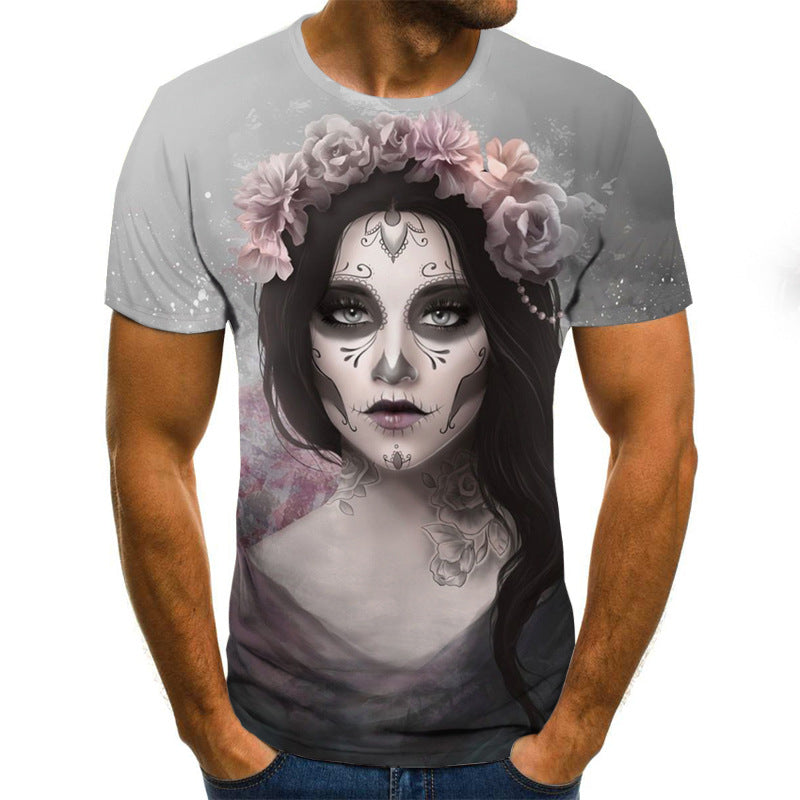 Printed 3DT Shirts Horror Skull Print Short Sleeve T-Shirts For Men And Women Saor Style