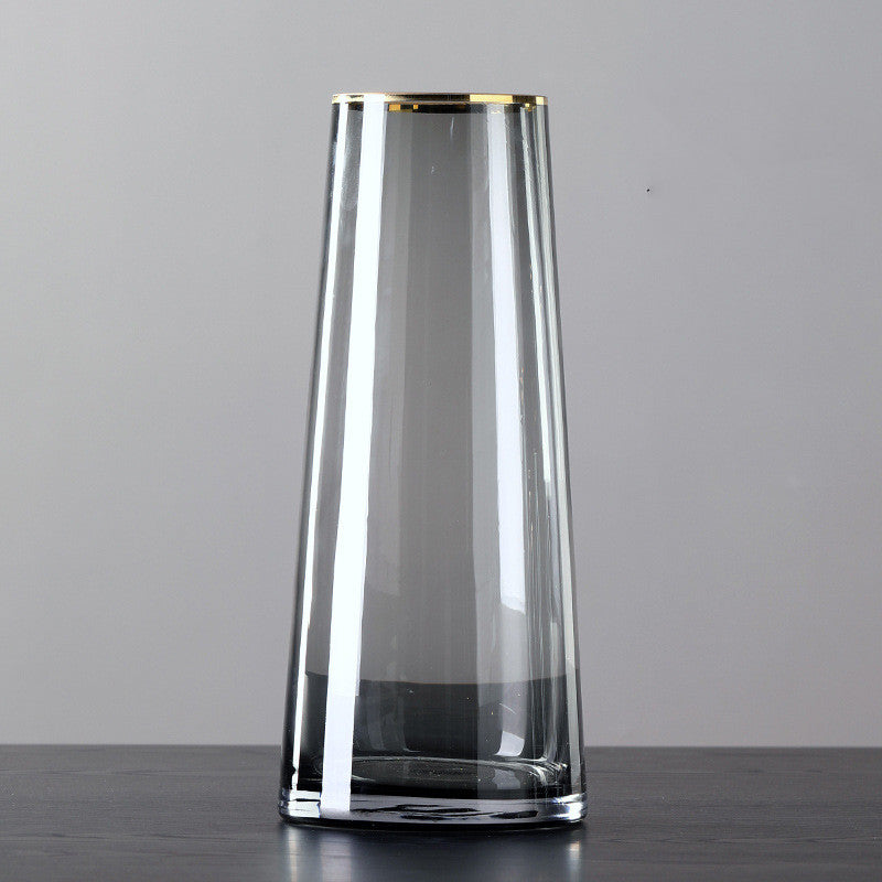 Nordic Minimalist Glass Vase With Gold Edge Saor Style