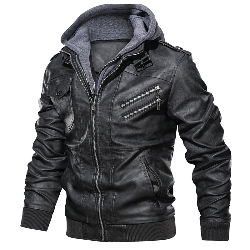 New Men Leather Jackets Autumn Casual Motorcycle PU Jacket Biker Leather Coats weathered look