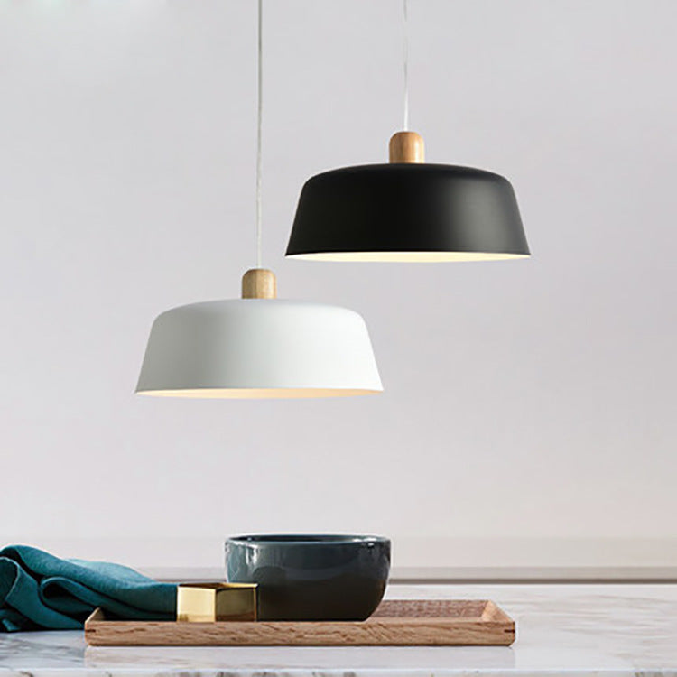 Wood & Zinc Alloy Pendant Hanging Lamp