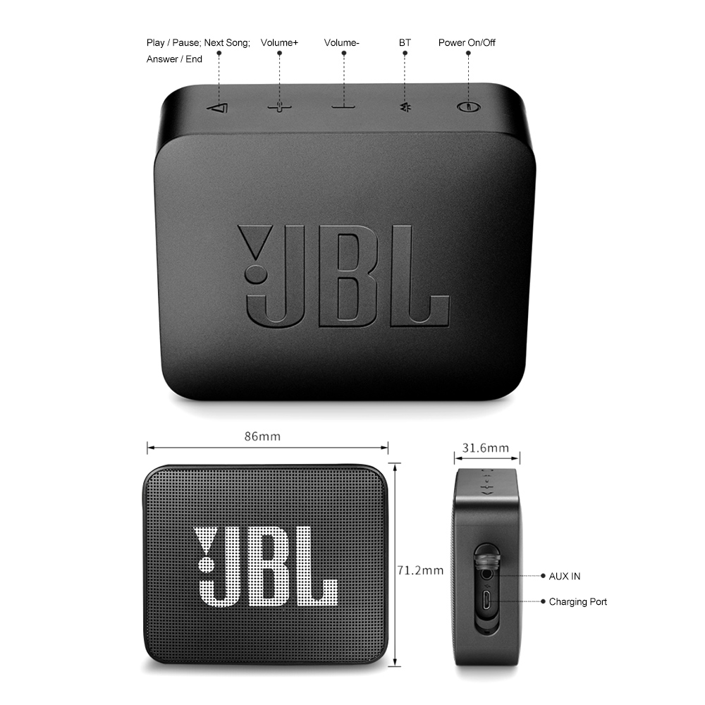 IPX7 Waterproof JBL GO 2 Wireless Bluetooth Speaker for Outdoor Lilac Milo