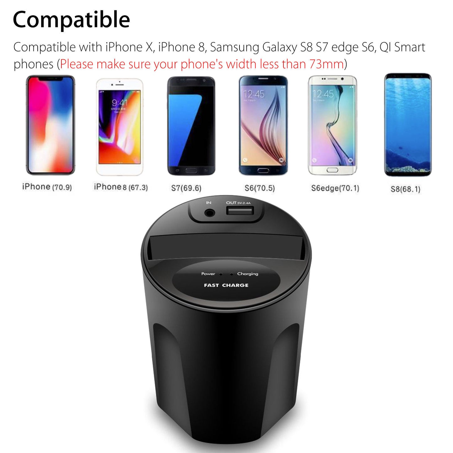 Wireless Car Charger Cup Holder Teal Simba