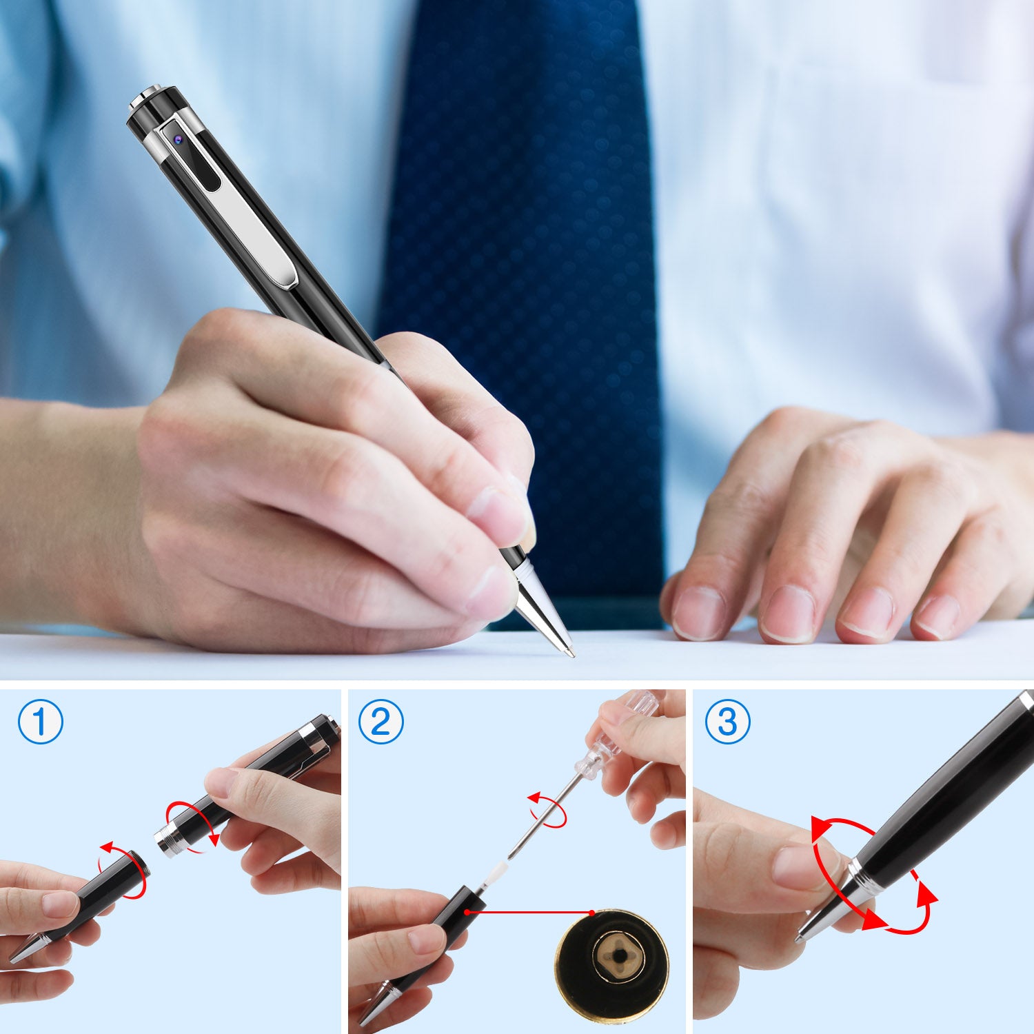 A 1080P HD Mini Camcorder Sports DV DVR Camcorder Hidden Camera Pen Teal Simba
