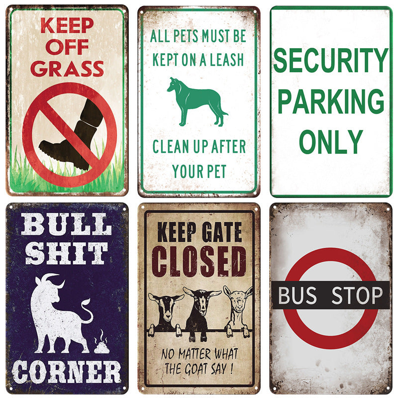 Warning Poster Danger Vintage Tin Signs Beware Of Animal Saor Style