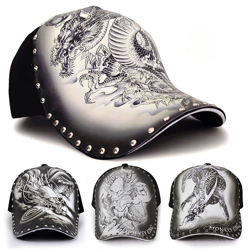 Stylish Print Dragon Sun-poof Peaked Cap